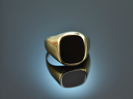 Um 1970! Klassischer Herren Wappen Siegel Ring mit Onyx Gold 333