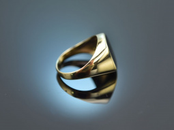 Um 1970! Klassischer Herren Wappen Siegel Ring mit Onyx Gold 333