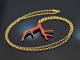 Boho style! Large coral branch pendant with long silver 925 gold-plated chain