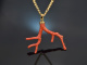 Boho style! Large coral branch pendant with long silver 925 gold-plated chain