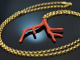 Boho style! Large coral branch pendant with long silver 925 gold-plated chain