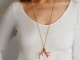 Boho style! Large coral branch pendant with long silver 925 gold-plated chain