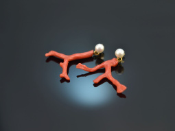 From our workshop! Coral branch earrings with cultured...