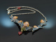 iennese bronze around 1910! Rare putti necklace hand-painted with silver chain