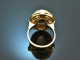 Around 1950! Large ring with smoky quartz and seed pearls gold 585