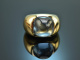 Um 1990! Schicker Statement Ring mit Blautopas Gold 585