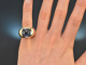 Um 1990! Schicker Statement Ring mit Blautopas Gold 585