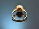 Around 1900! Antique ring with natural pearl and diamond roses gold 585 and platinum