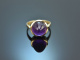 Around 1990! Chic ring with amethyst gold 585
