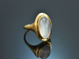 Around 1960! High-quality vintage ring with moonstone 750 gold