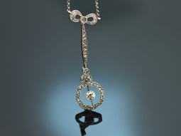 Um 1910! Belle Epoque Collier mit Diamanten aus Gold 585