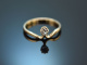 Around 1905! Pretty Art Nouveau ring with old european cut diamond in 585 gold