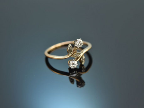 Um 1905! Sch&ouml;ner Jugendstil Ring mit Diamanten aus Gold 585