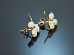 Around 1950! Pretty stud earrings with Australian opals gold 375