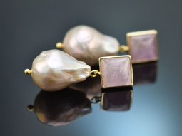 Lavender Bloom! Earrings baroque cultured pearls and...