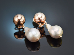 Shimmering Rose! Large baroque cultured pearl earrings...