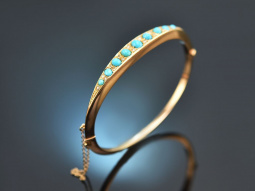England around 1900! Beautiful bangle with turquoise and diamonds rose gold 585