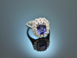 Christian Bauer around 2000! Noble tanzanite ring with diamonds white gold 750 signed