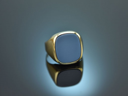 Um 1980! Klassischer Herren Wappen Siegel Ring mit Achat Gold 585