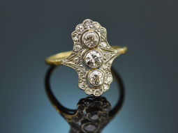 Um 1910! Sch&ouml;ner Belle Epoque Ring mit Diamanten Gold 585 und Platin
