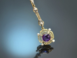 Around 1930! Pretty pendant with amethyst gold 585