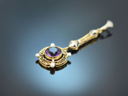 Around 1930! Pretty pendant with amethyst gold 585