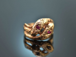 Um 1890! Historischer Schlangen Ring mit Rubinen Rotgold 585