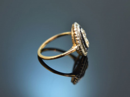 Um 1920! Art Deco Ring mit Diamanten und Saphiren Platin und Gold 750