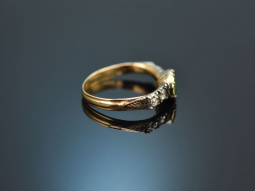 Around 1800! Classicism ring with diamonds and emerald in...