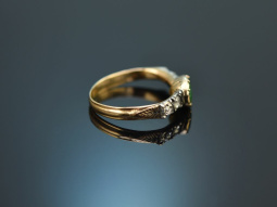 Around 1800! Classicism ring with diamonds and emerald in 585 gold