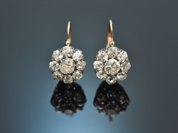 Russia around 1890! Historic Dormeuse earrings with 2.4 ct diamonds in 585 gold