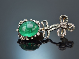 Around 1880! Pendant/brooch with Colombian emerald and...