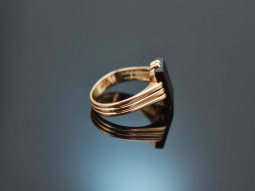 Um 1930! Art Deco Wappen Siegel Ring mit dunklem Karneol Rotgold 585