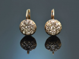 Um 1880! Viktorianische Dormeuse Ohrringe mit 1,2 ct Altschliff Diamanten Gold 750