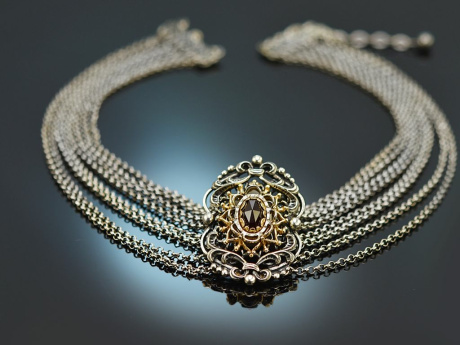 Um 1960! Sch&ouml;ne Trachten Kropf Kette mit Granat Silber 835