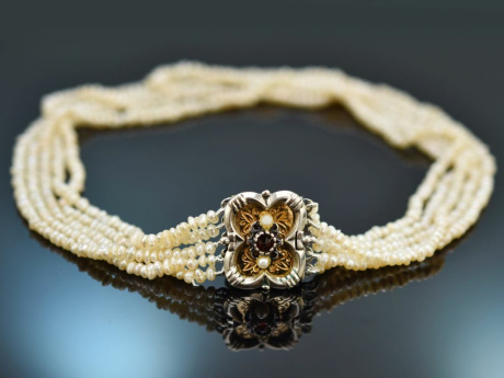 Um 1950! Sch&ouml;ne Trachten Kropf Kette mit Perlen Silber 835