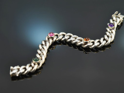 Around 1970! Beautiful curb bracelet with colored stones...