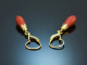 Around 1980! Drop earrings with Sardegna corals in 585 gold