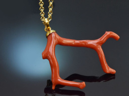 Boho style! Large coral branch pendant with long chain...