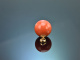 Large coral sphere pendant with 585 gold
