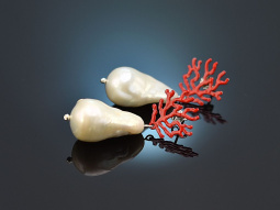 Korallen Riff! Schicke Ohrringe barocke Zuchtperlen rotes...