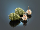 Urban Lights! Drop earrings with green zirconia and moonstones silver 925 rose gold-plated