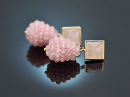 Soft Roses! Tropfen Ohrringe mit Rosenquarz Silber 925...