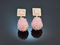 Soft Roses! Tropfen Ohrringe mit Rosenquarz Silber 925...