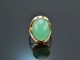 Around 1965! Chic large vintage chrysoprase ring in 585 gold