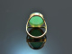 Around 1965! Chic large vintage chrysoprase ring in 585 gold