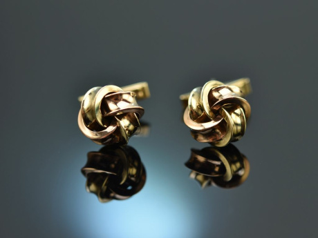 Around 1960! Classic knotted cufflinks yellow gold and red gold 333