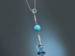 Necklace with blue topaz turquoise diamonds and white...