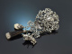 Munich around 1960! Pretty skirt pin with three pendants in 835 silver