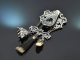 Munich around 1960! Pretty skirt pin with three pendants in 835 silver